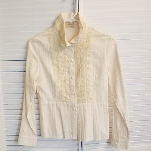 Beautiful Little Lace Front High Collar Shirt